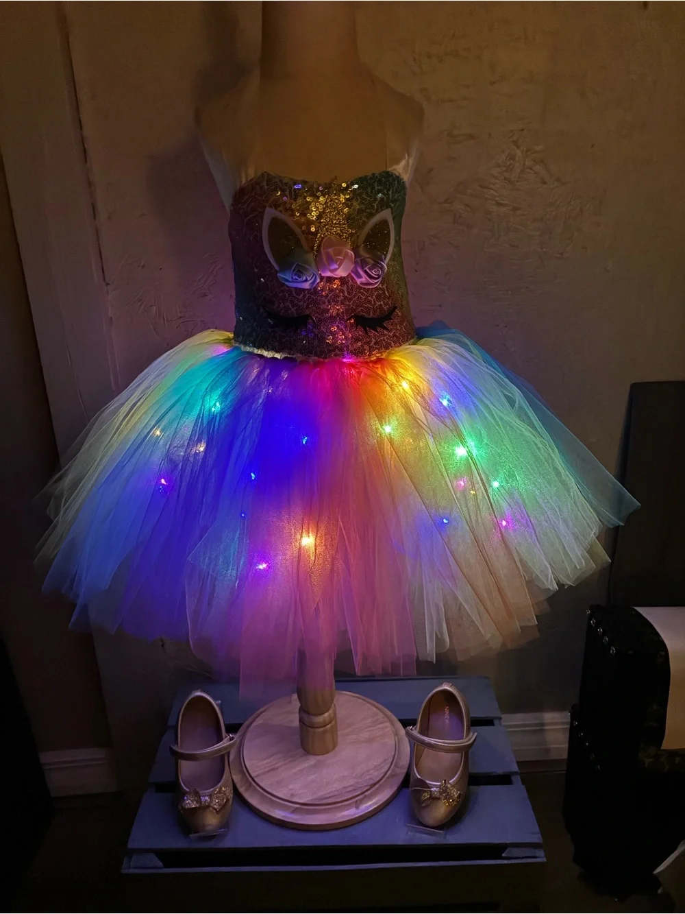 Girls Rainbow Unicorn Tutu Costume Dress - Multicolor